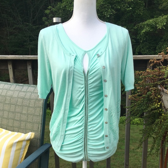 Vintage Willi Smith mint green size M sweater set - Picture 1 of 9